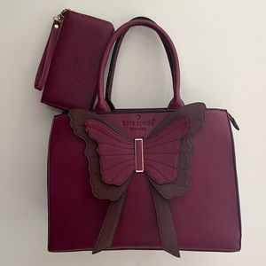 Kate Spade Butterfly Bow bag with matching wallet wristlet